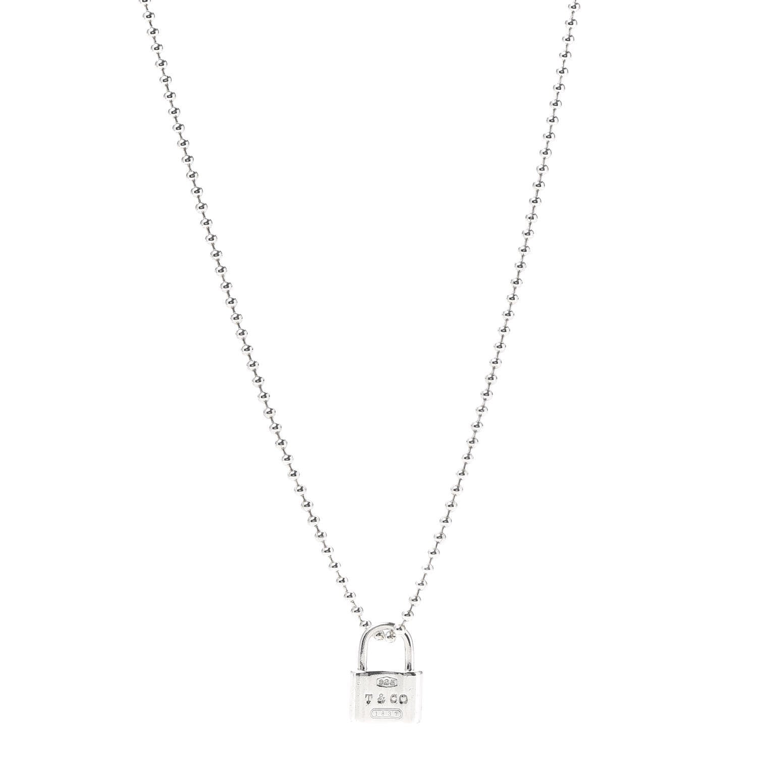 Tiffany Sterling Silver 1837 Lock Charm Pendant Necklace 1 of 5