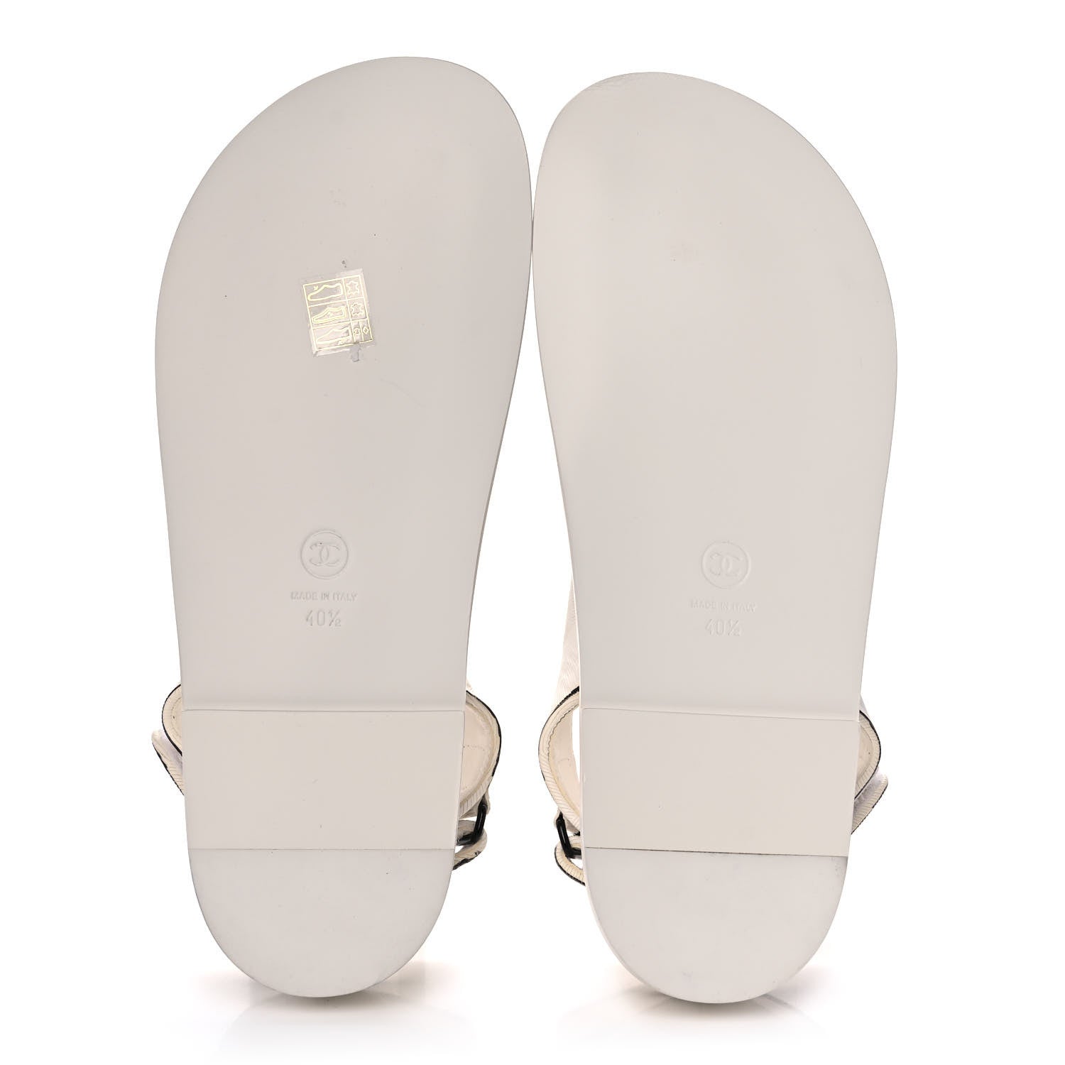 Chanel Calfskin Printed Velcro Dad Sandals 40.5 White Black 5 of 9