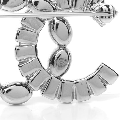 Chanel Baguette Crystal CC Brooch Silver Black 4 of 5