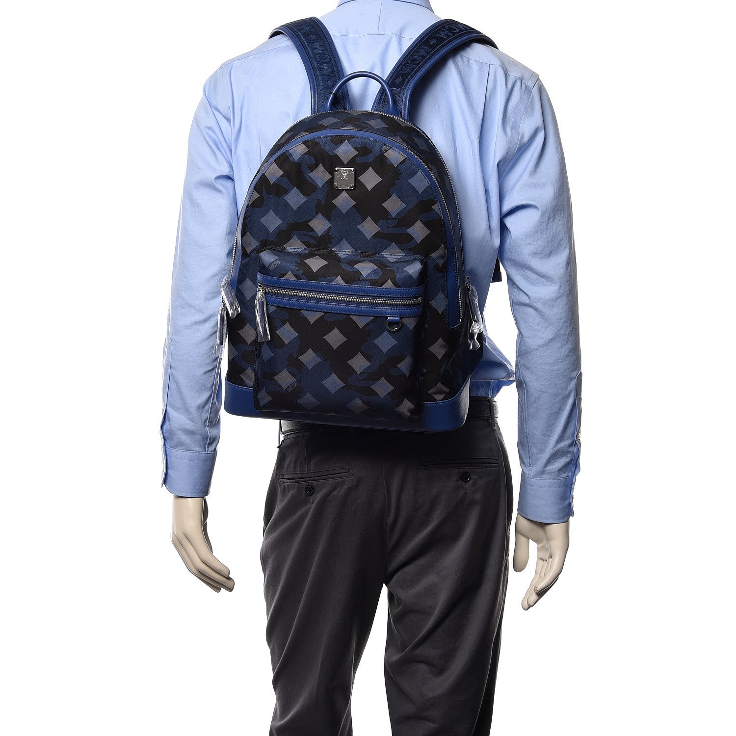 MCM Nylon Camo Dieter Medium Backpack Estate Blue 2 of 12