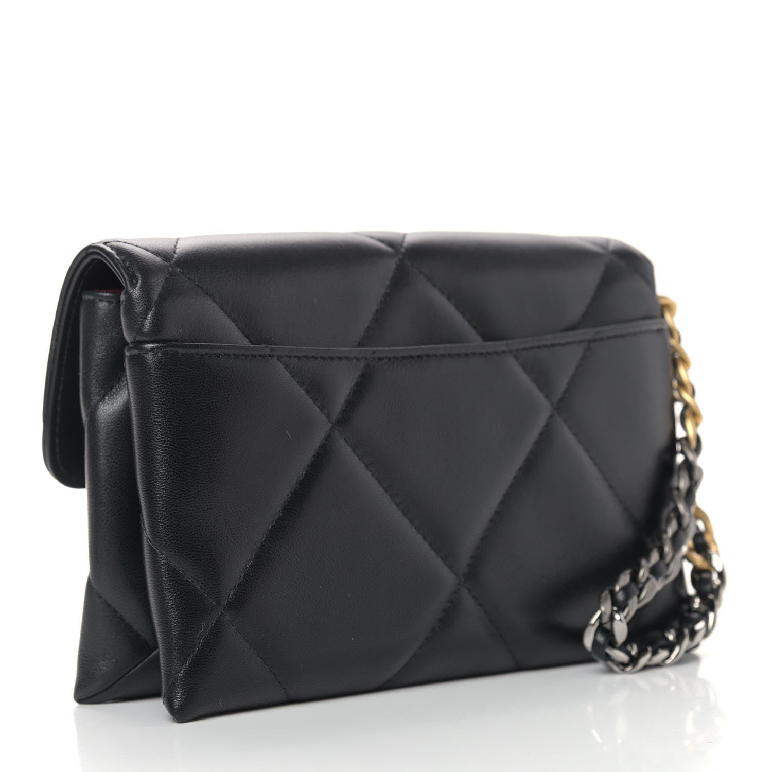 Chanel Lambskin Quilted Chanel 19 Flap Clutch Black 3 of 9