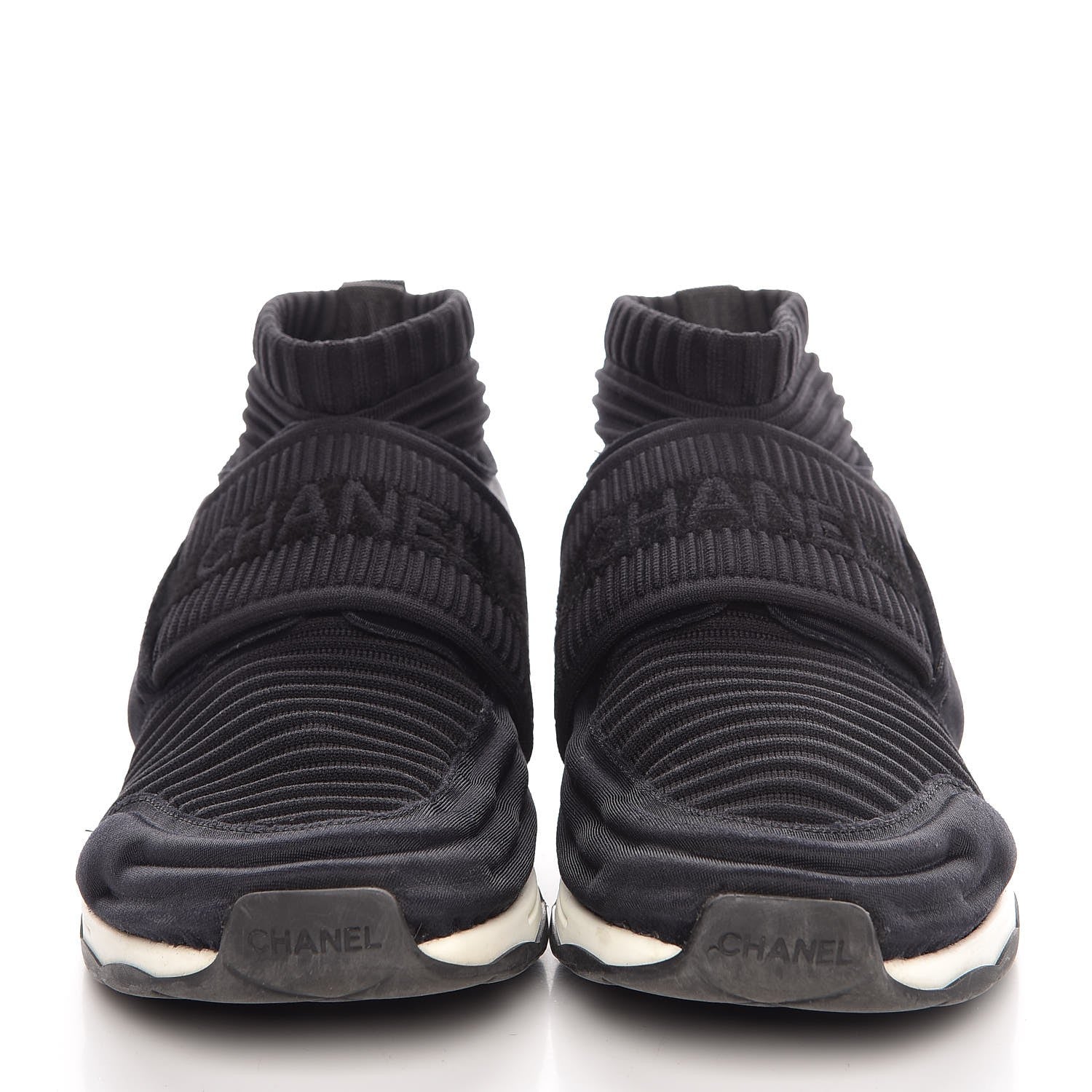 Chanel Stretch Fabric CC Sneakers 36 Black 2 of 8