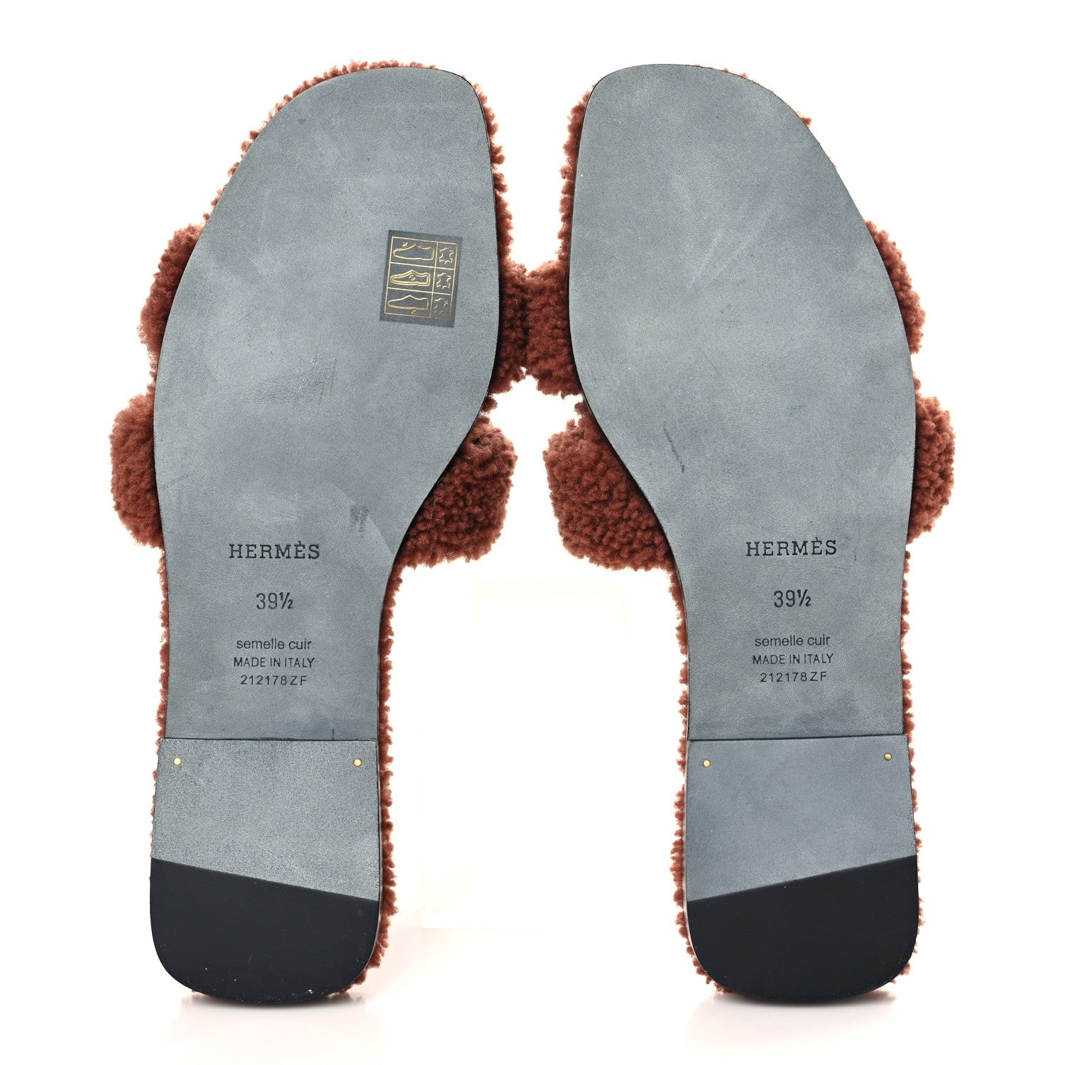 Hermes Woolskin Oran Sandals 39.5 Cognac 6 of 7