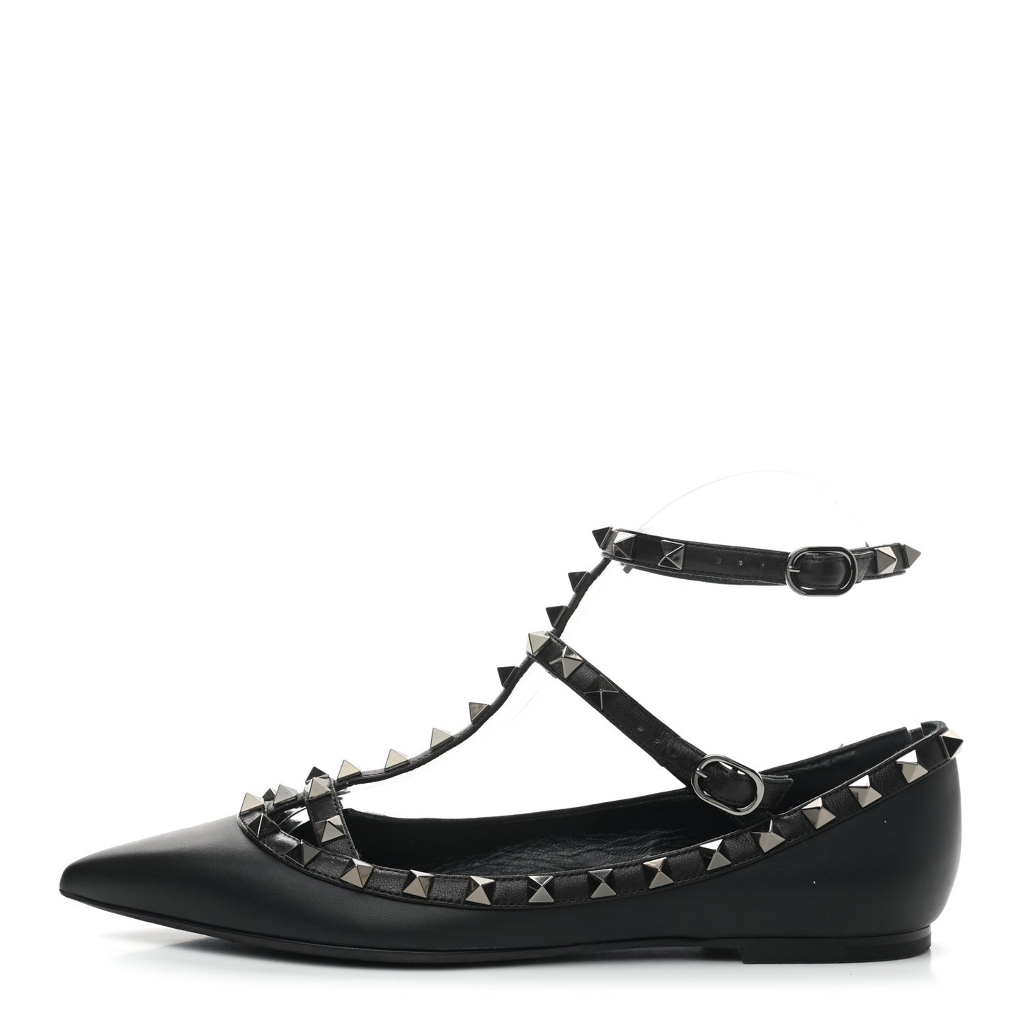 Nappa Rockstud Cage Ballerina Flats 38 Black