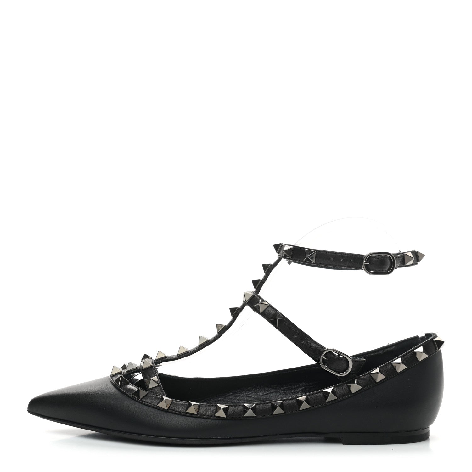 Valentino Garavani Nappa Rockstud Cage Ballerina Flats 38 Black 1 of 8
