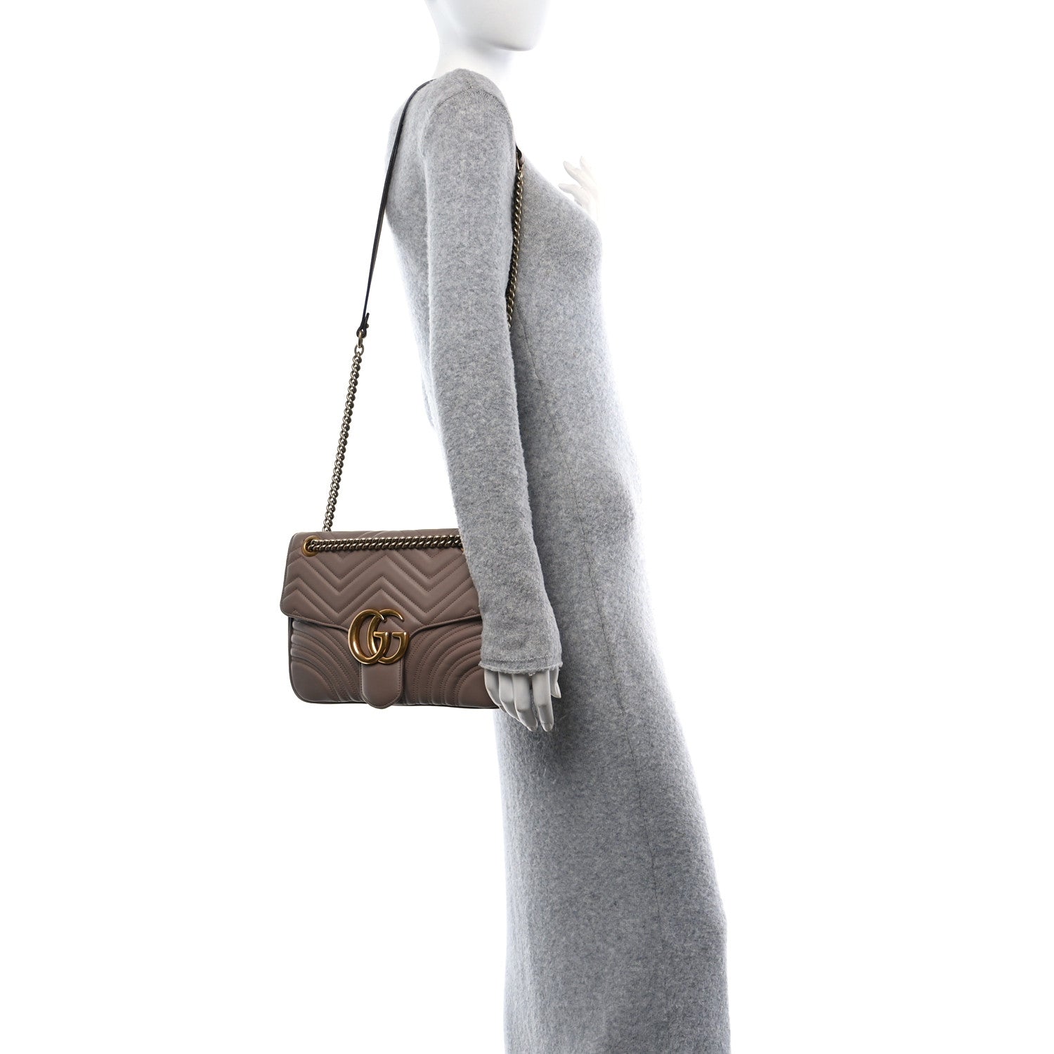 Gucci Calfskin Matelasse Medium GG Marmont Shoulder Bag Porcelain Rose 2 of 15