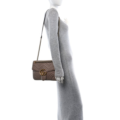 Gucci Calfskin Matelasse Medium GG Marmont Shoulder Bag Porcelain Rose 2 of 15