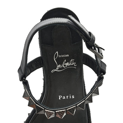 Christian Louboutin Kid Laminato Satin Pyraclou 60 Platform Sandals 38 Black 7 of 7