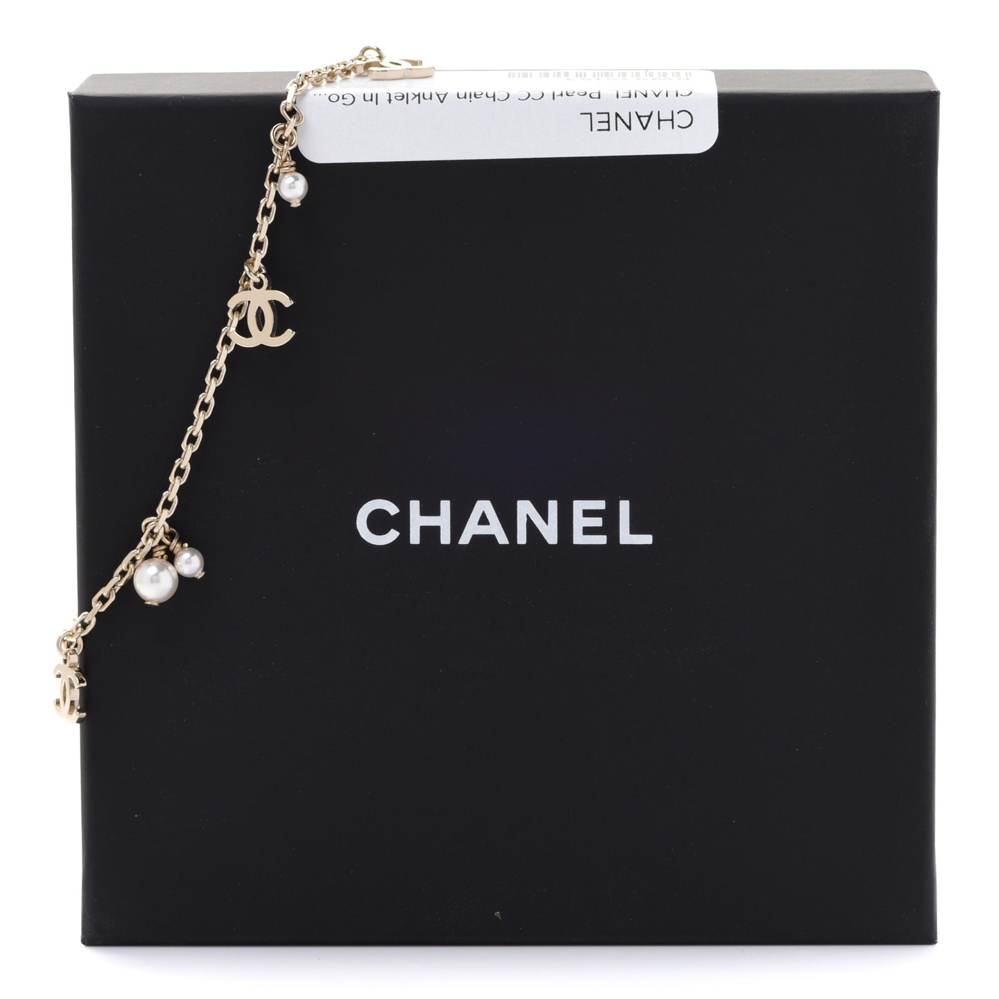 Pearl CC Chain Anklet Gold