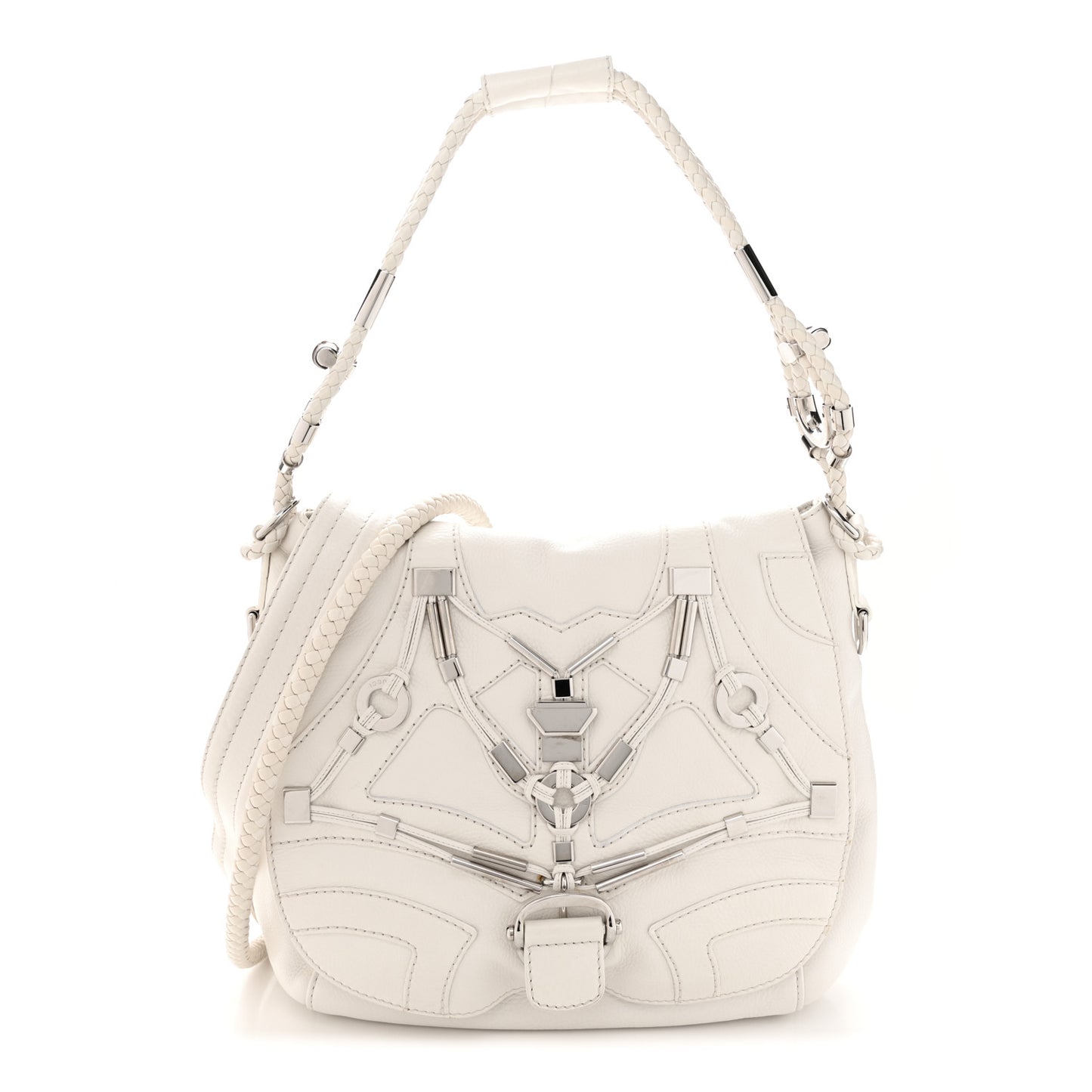 Calfskin Techno Horsebit Large Flap White