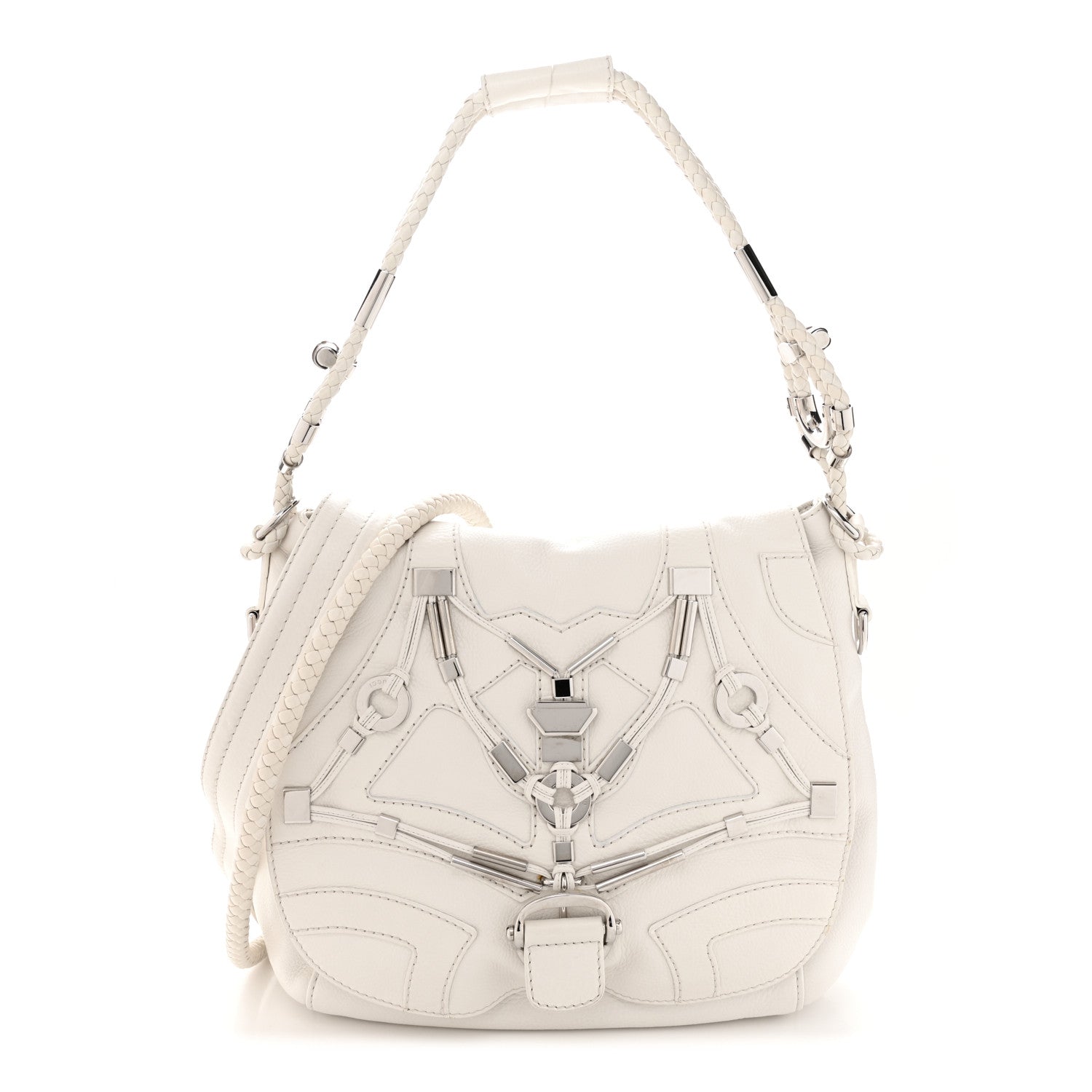 Gucci Calfskin Techno Horsebit Large Flap White 1 of 15