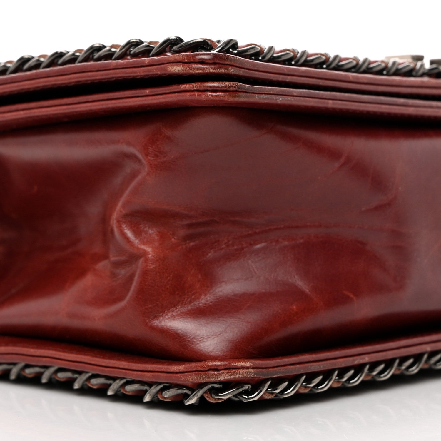 Chanel Glazed Calfskin Quilted Medium Boy Chained Flap Bordeaux 9 of 11