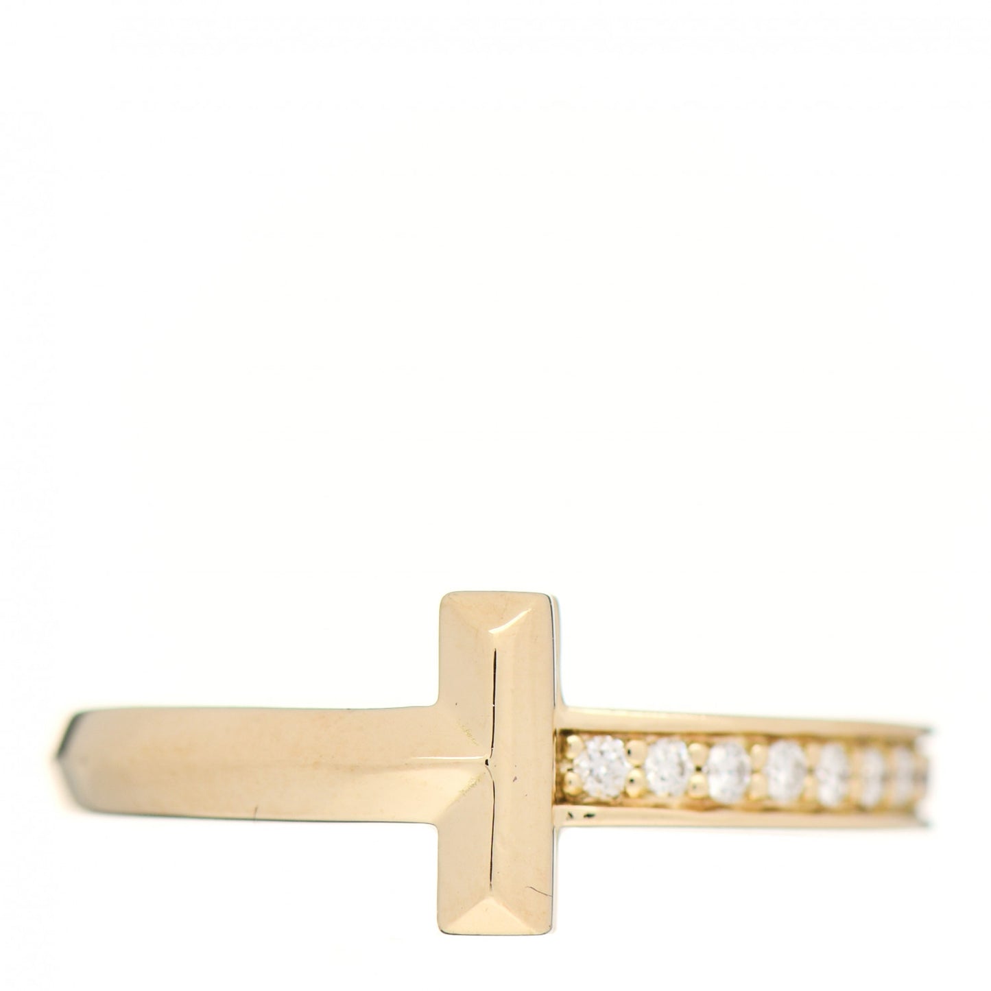 18K Yellow Gold Diamond T T1 Ring 50 5.5