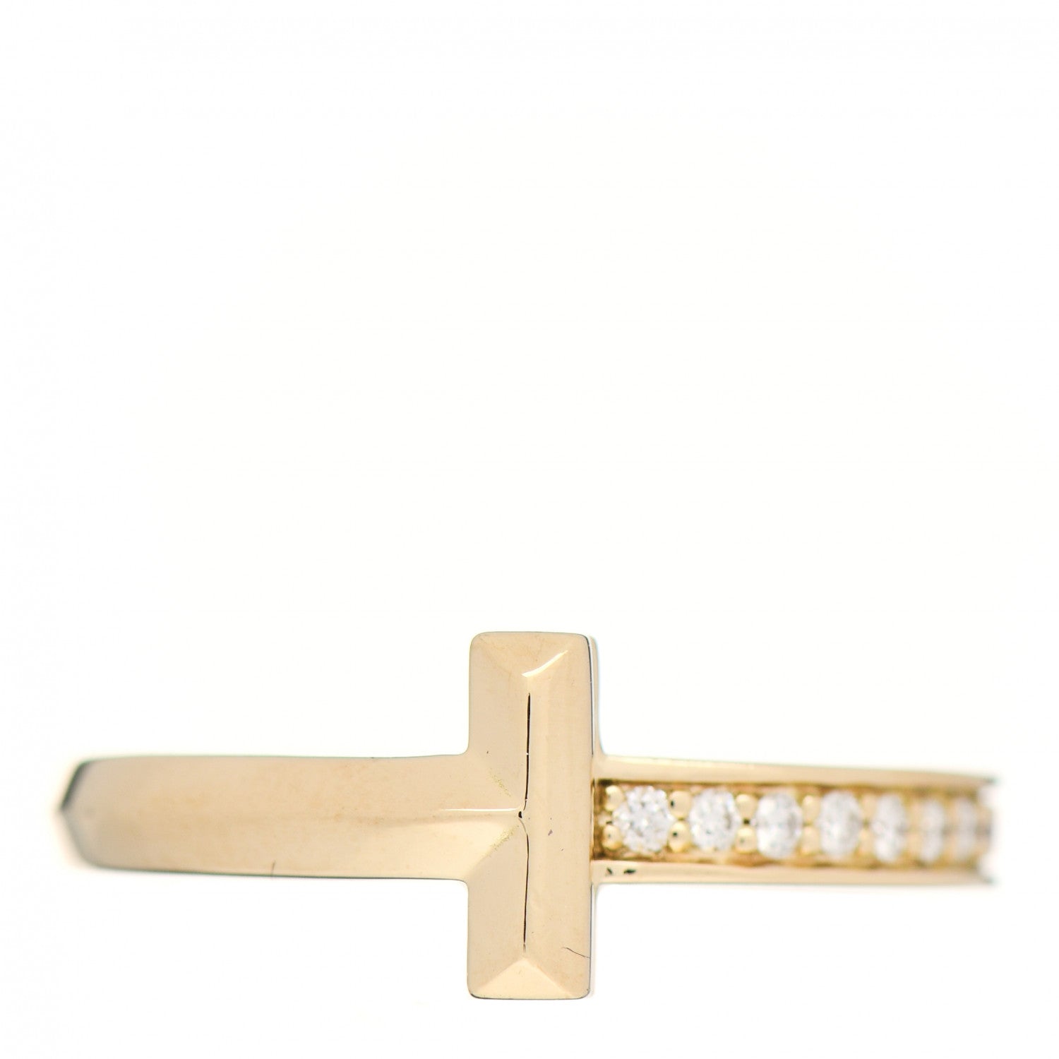 Tiffany 18K Yellow Gold Diamond T T1 Ring 50 5.5 1 of 5