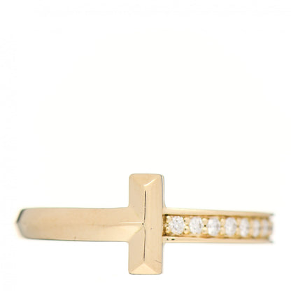 Tiffany 18K Yellow Gold Diamond T T1 Ring 50 5.5 1 of 5