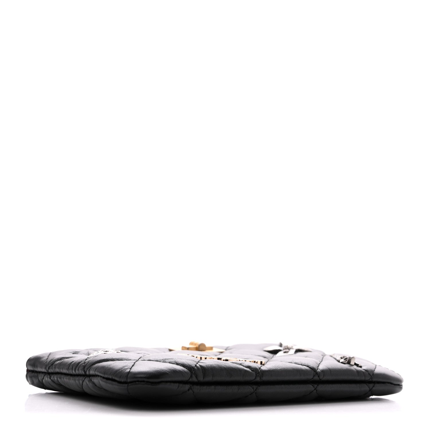 Chanel Aged Calfskin Quilted Small Lucky Charms Cosmetic Case Black 4 of 10