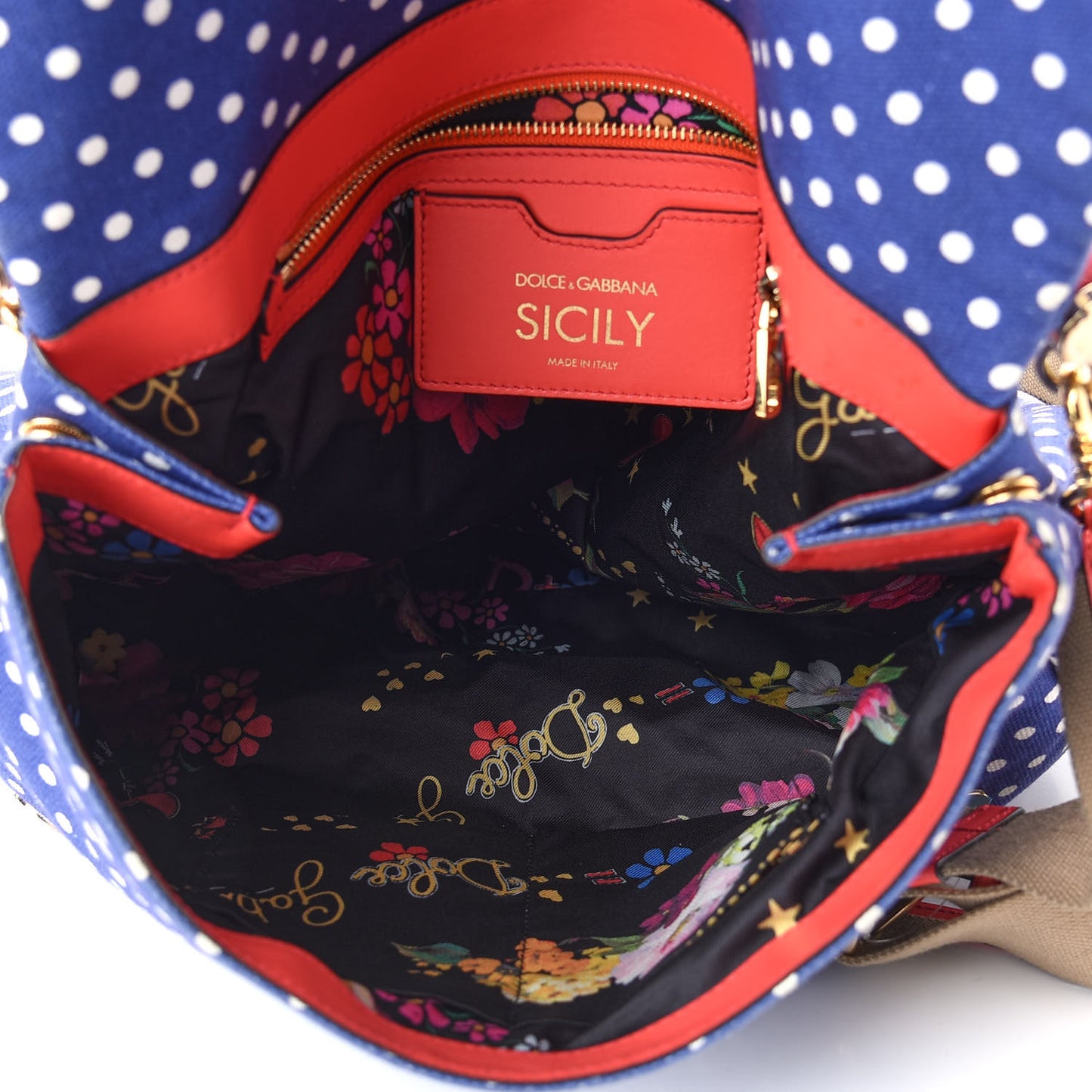 Canvas Polka Dot Miss Sicily Satchel Blue