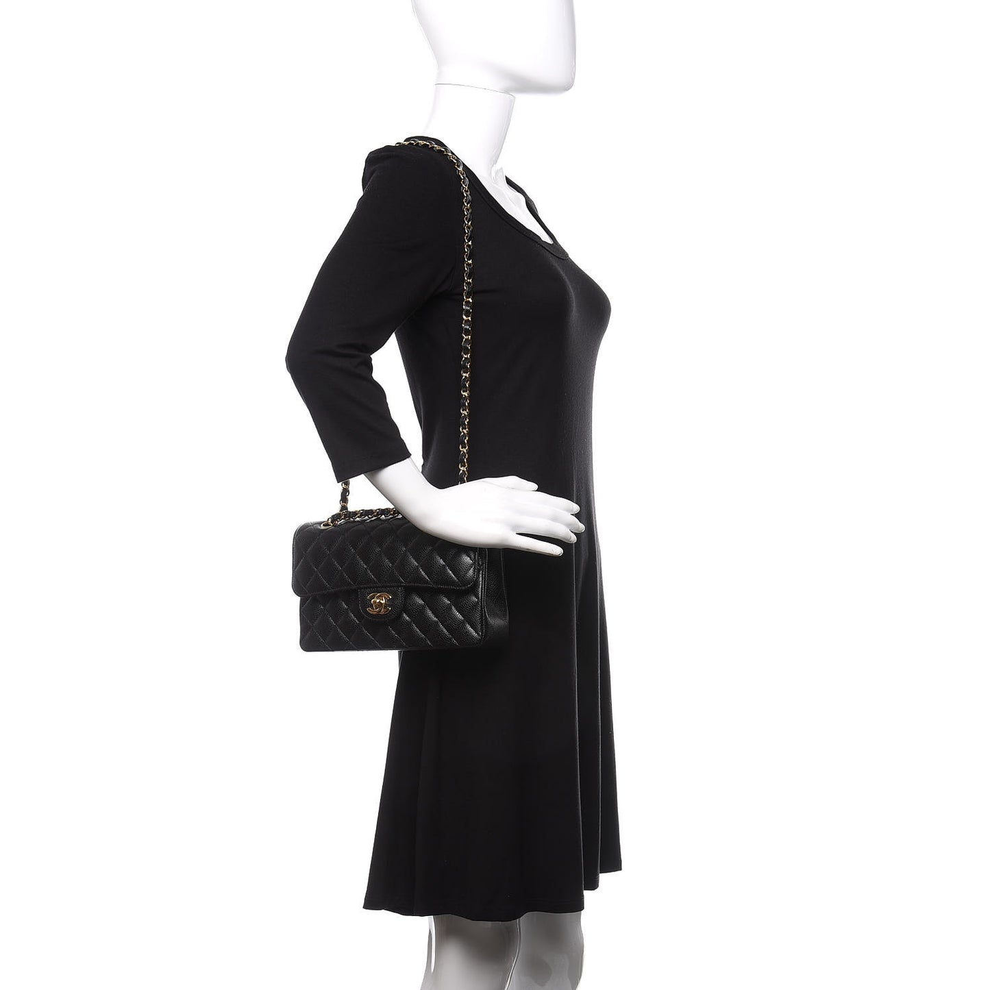 Caviar Quilted Small Double Flap Black