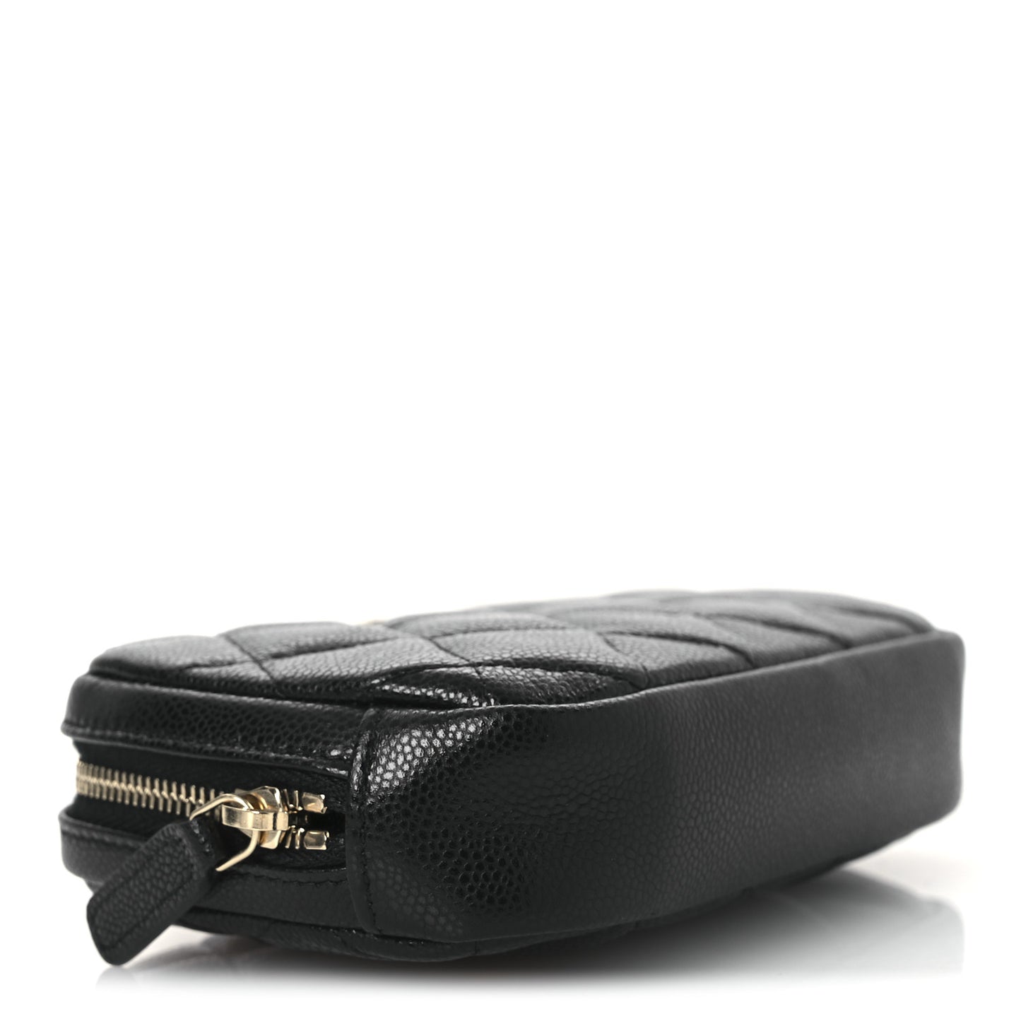 Caviar Quilted Small Curvy Pouch Cosmetic Case Black