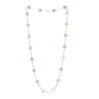Van Cleef & Arpels 18K Yellow Gold Mother of Pearl 20 Motifs Vintage Alhambra Necklace 3 of 6