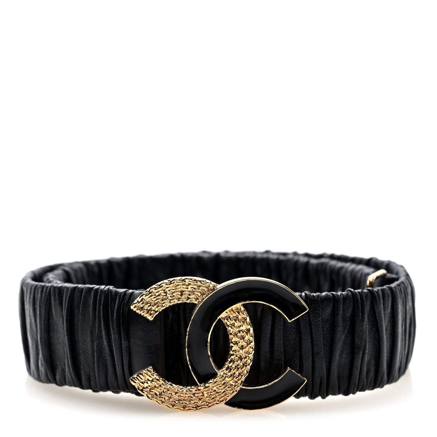 Chanel Lambskin Metal Ruched Chain CC 75 30 Belt Black 1 of 3