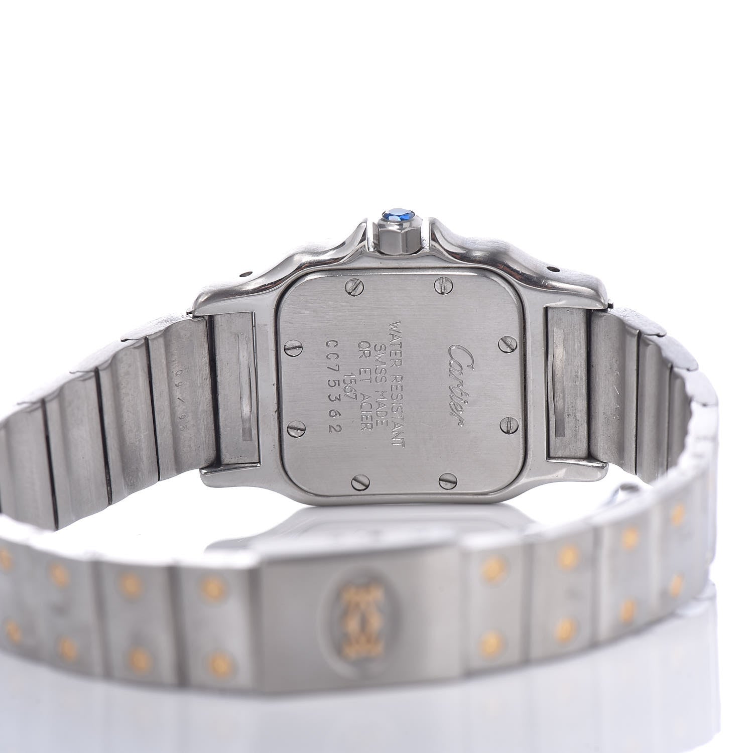 Cartier Stainless Steel 18K Yellow Gold 24mm Santos De Cartier Galbee Quartz Watch 5 of 7