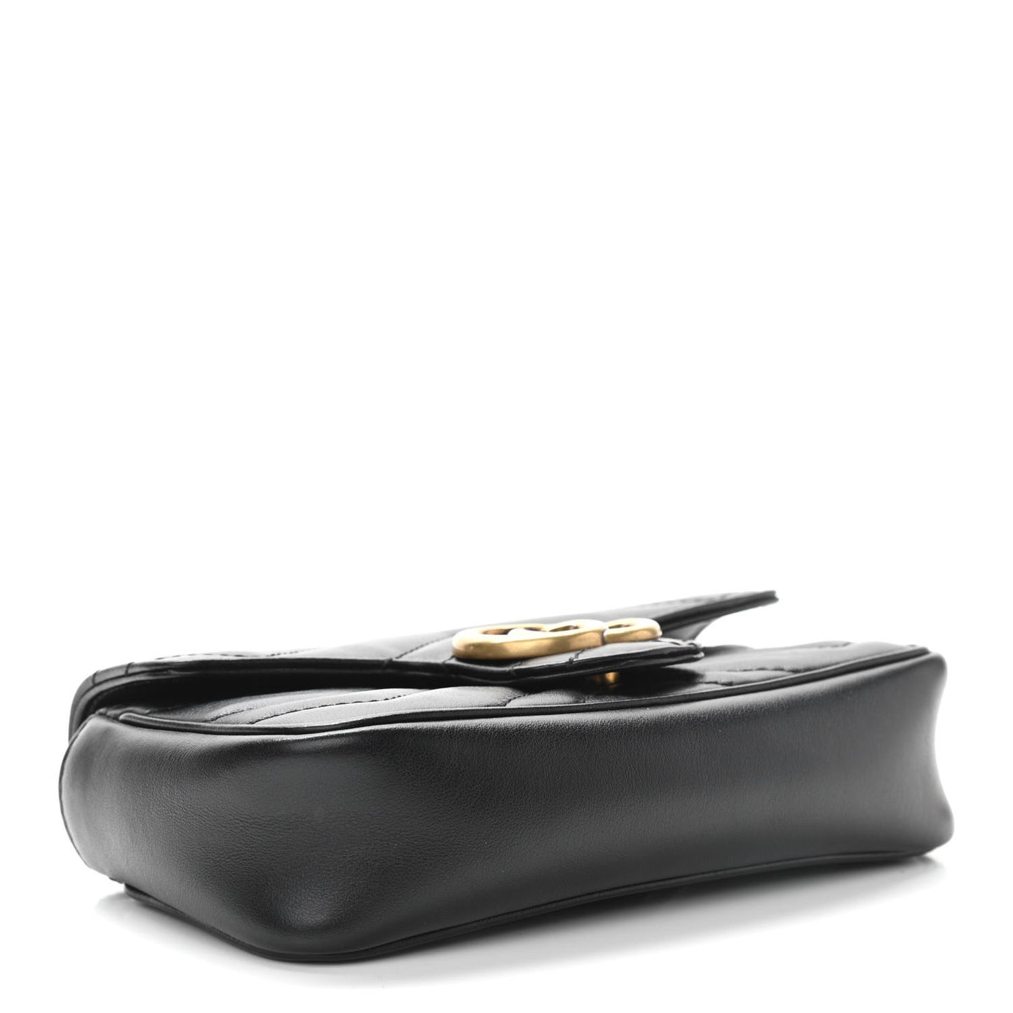 Calfskin Matelasse Super Mini GG Marmont Shoulder Bag Black