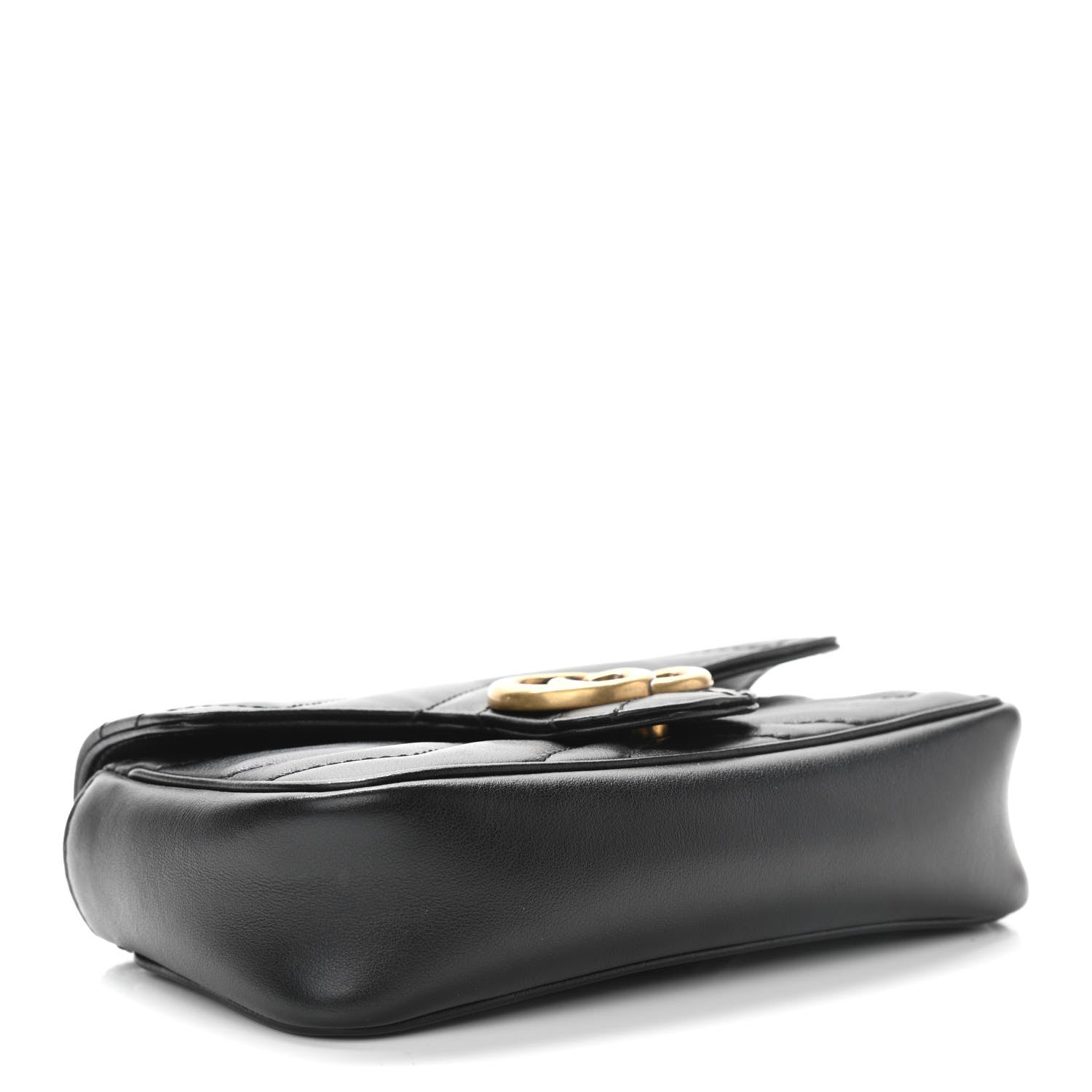 Gucci Calfskin Matelasse Super Mini GG Marmont Shoulder Bag Black 4 of 11