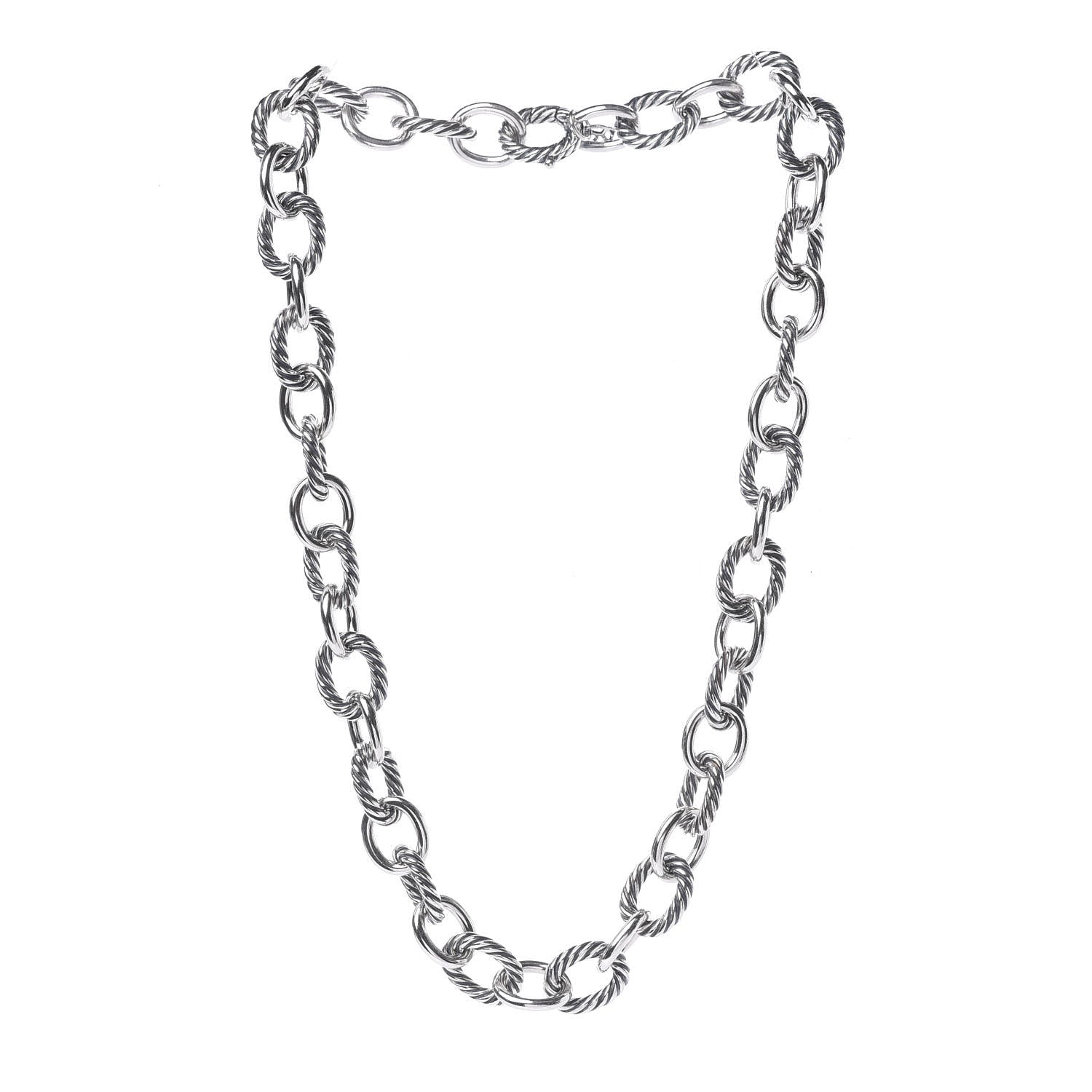 David Yurman Sterling Silver 12mm Oval Link Necklace 3 of 5