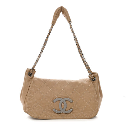 Chanel Lambskin Contrast Stitch Surpique Accordion Flap Beige 1 of 13