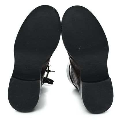 Louis Vuitton Calfskin Monogram Wonderland Flat Ranger Boots 35.5 Black 6 of 9
