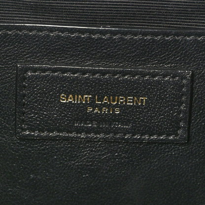 Saint Laurent Grain De Poudre Textured Mixed Matelasse Triquilt Medium Monogram Satchel Black 6 of 8