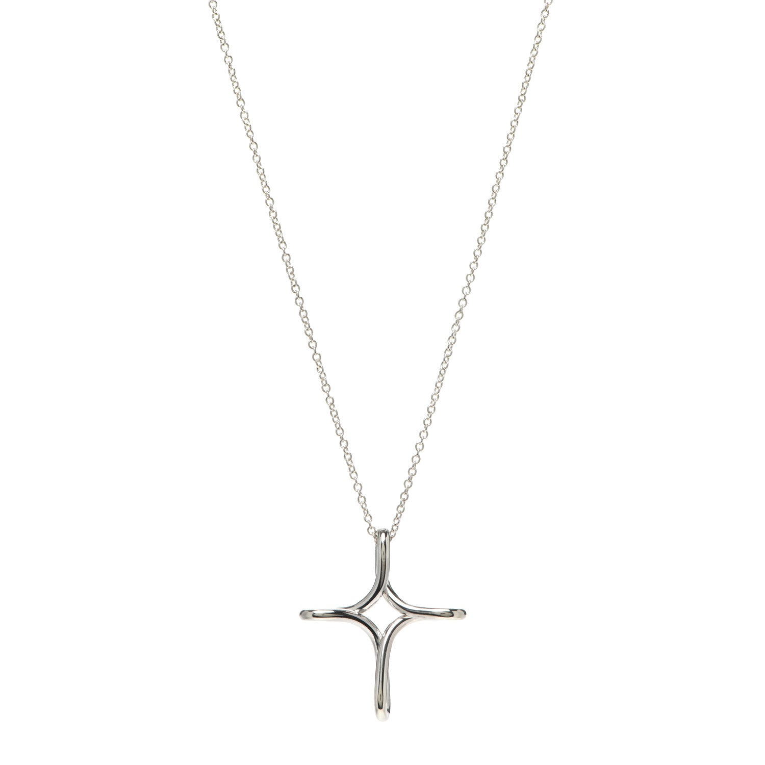 Tiffany Sterling Silver Elsa Peretti Infinity Cross Pendant Necklace 1 of 5