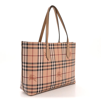 Burberry Grainy Calfskin Haymarket Check Medium Reversible Tote Camel 5 of 20