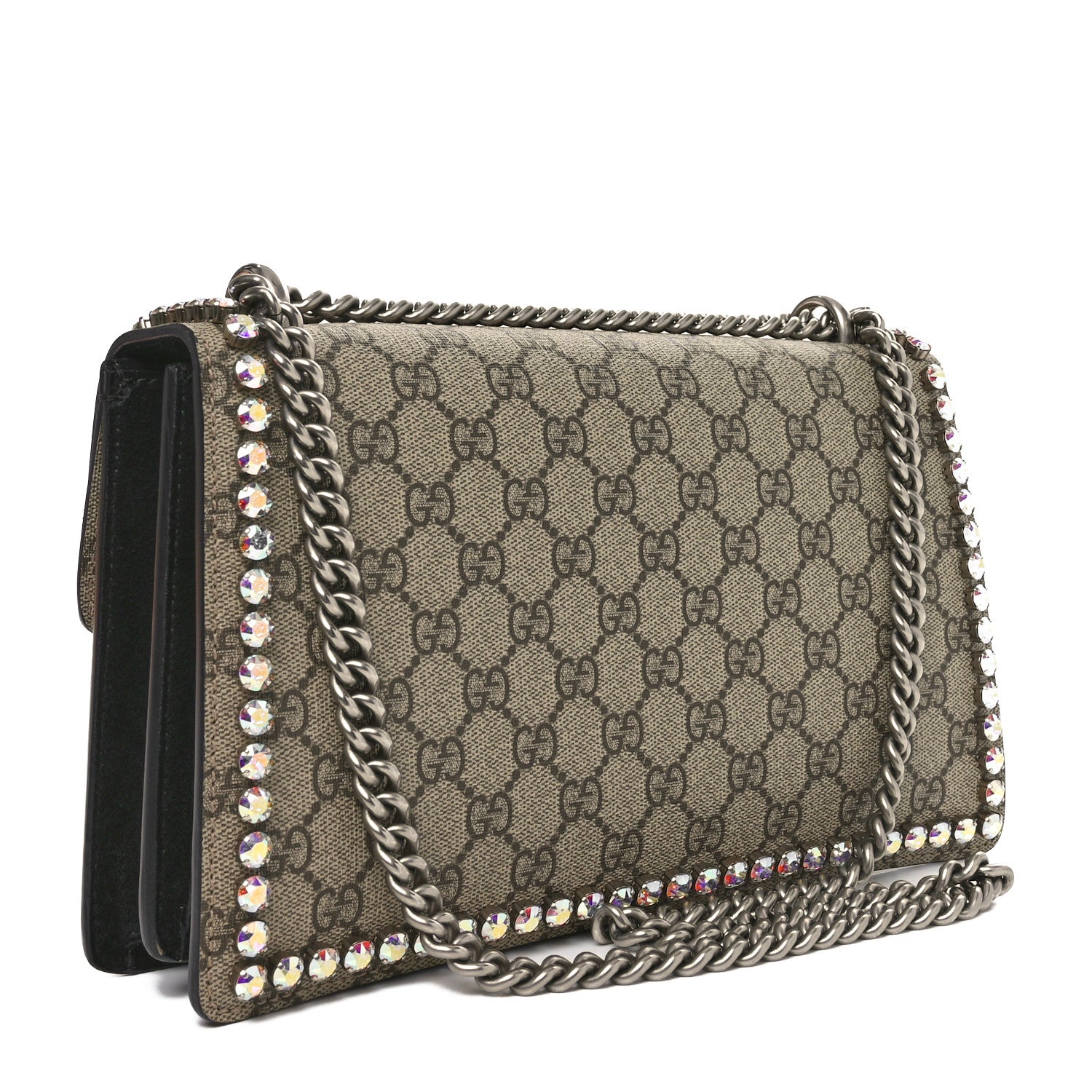 Gucci GG Supreme Monogram Crystal Small Dionysus Shoulder Bag Black 3 of 11