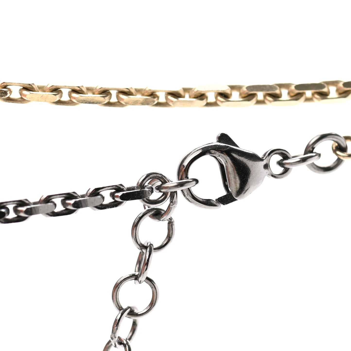 Glass Pearl Strass CC Long Necklace Gold Silver