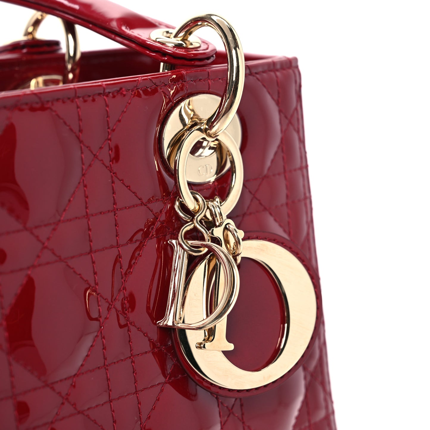 Patent Cannage Medium Lady Dior Red