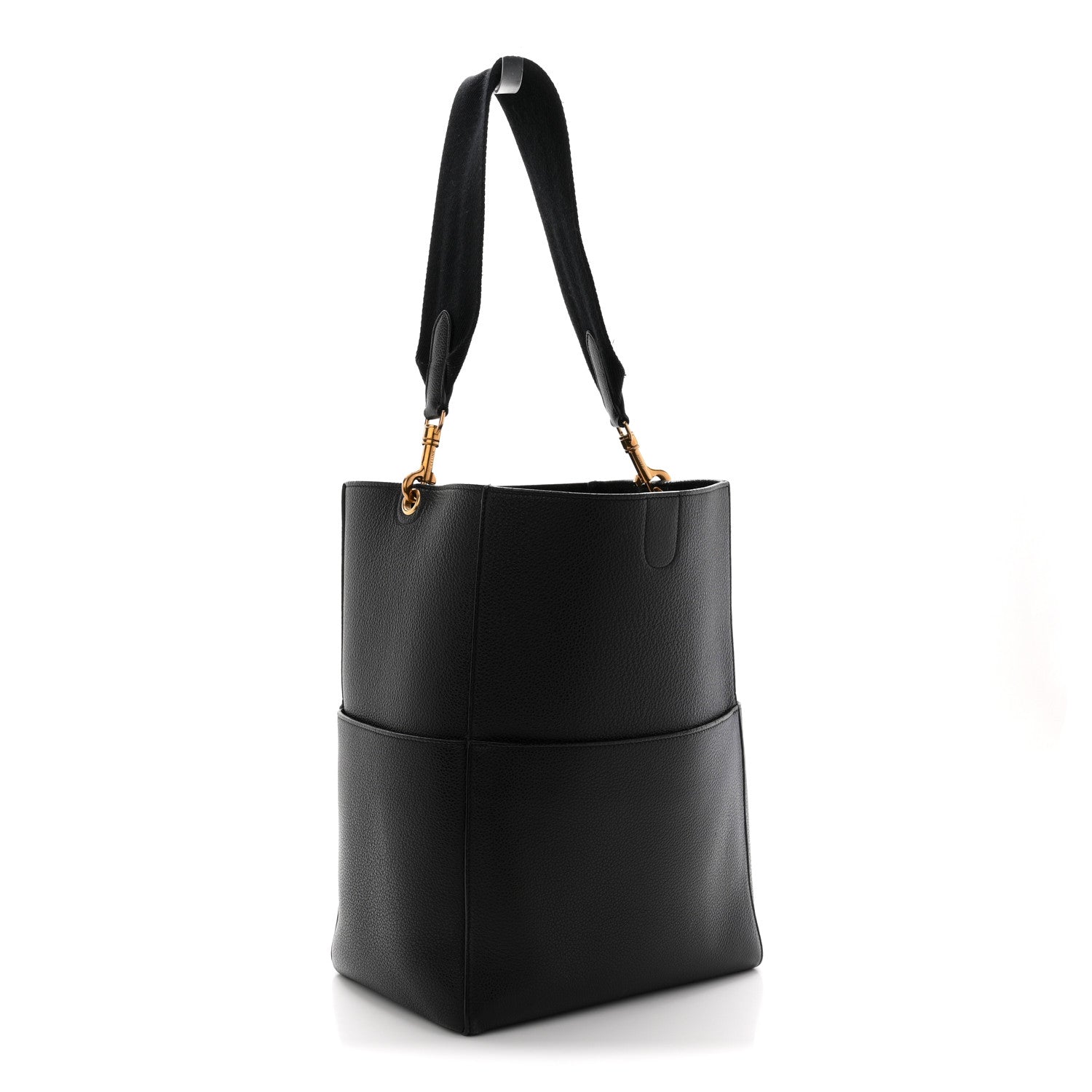 Celine Soft Grained Calfskin Sangle Bucket Bag Black 3 of 12