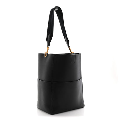 Celine Soft Grained Calfskin Sangle Bucket Bag Black 3 of 12
