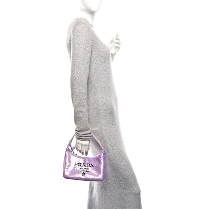 Prada Paillettes Sequin Mini Re-Edition 2000 Bag Lilium Black 2 of 9