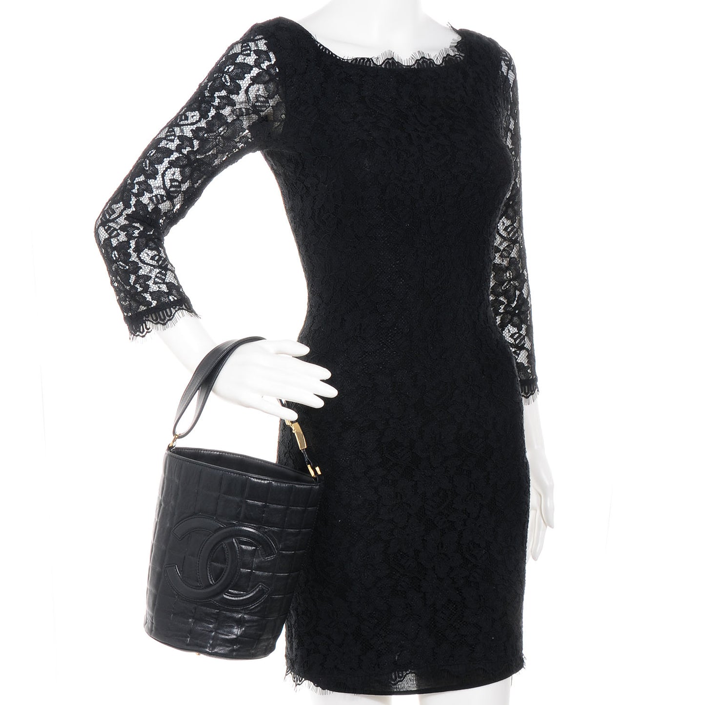 Lambskin Chocolate Bar CC Handbag Black