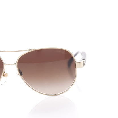Chanel Lambskin Quilted CC Aviator Sunglasses 4195-Q Brown Gold 7 of 7