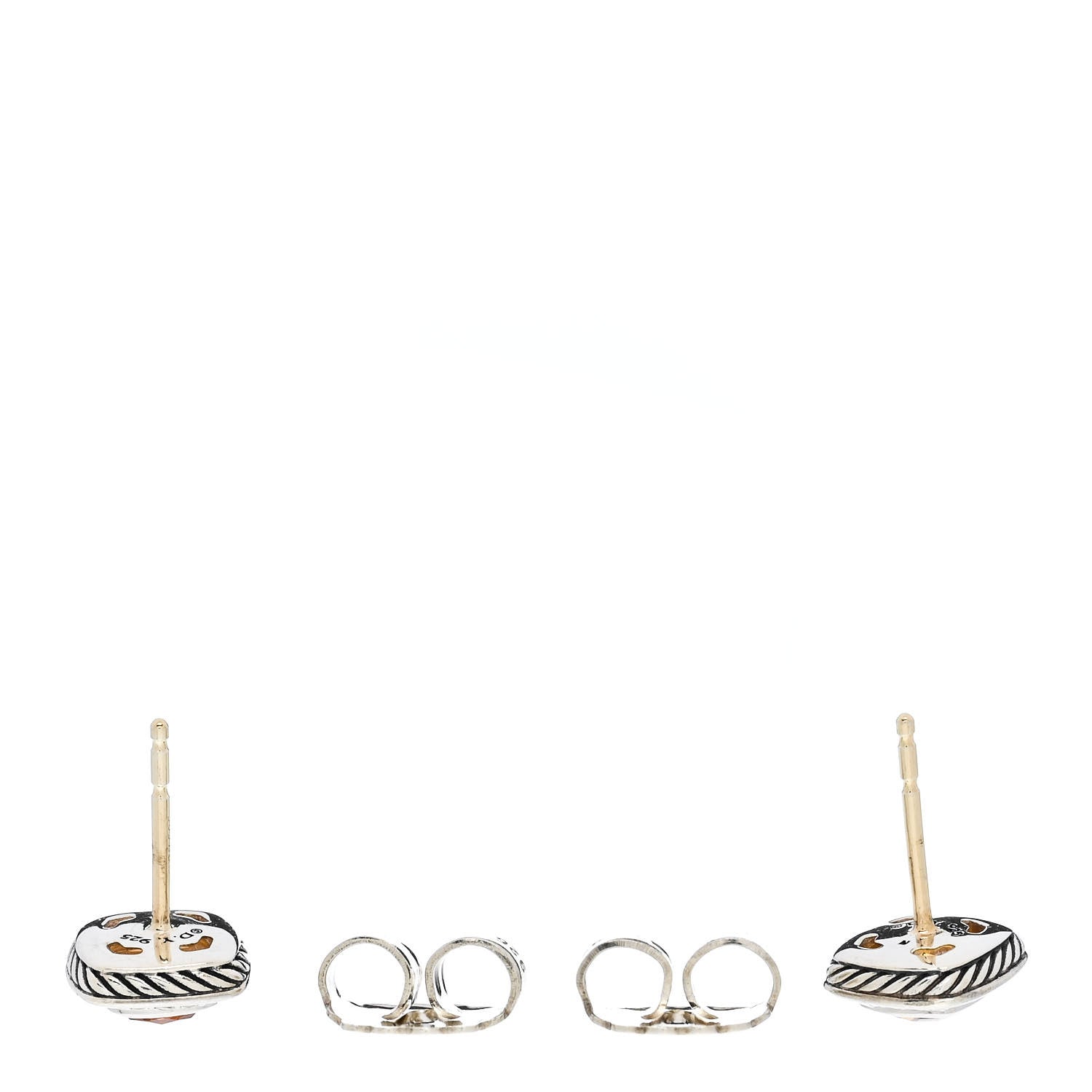 David Yurman Sterling Silver Diamond Citrine 5mm Petite Albion Earrings 3 of 4