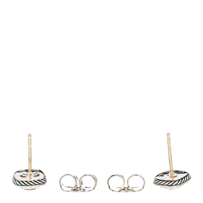 David Yurman Sterling Silver Diamond Citrine 5mm Petite Albion Earrings 3 of 4