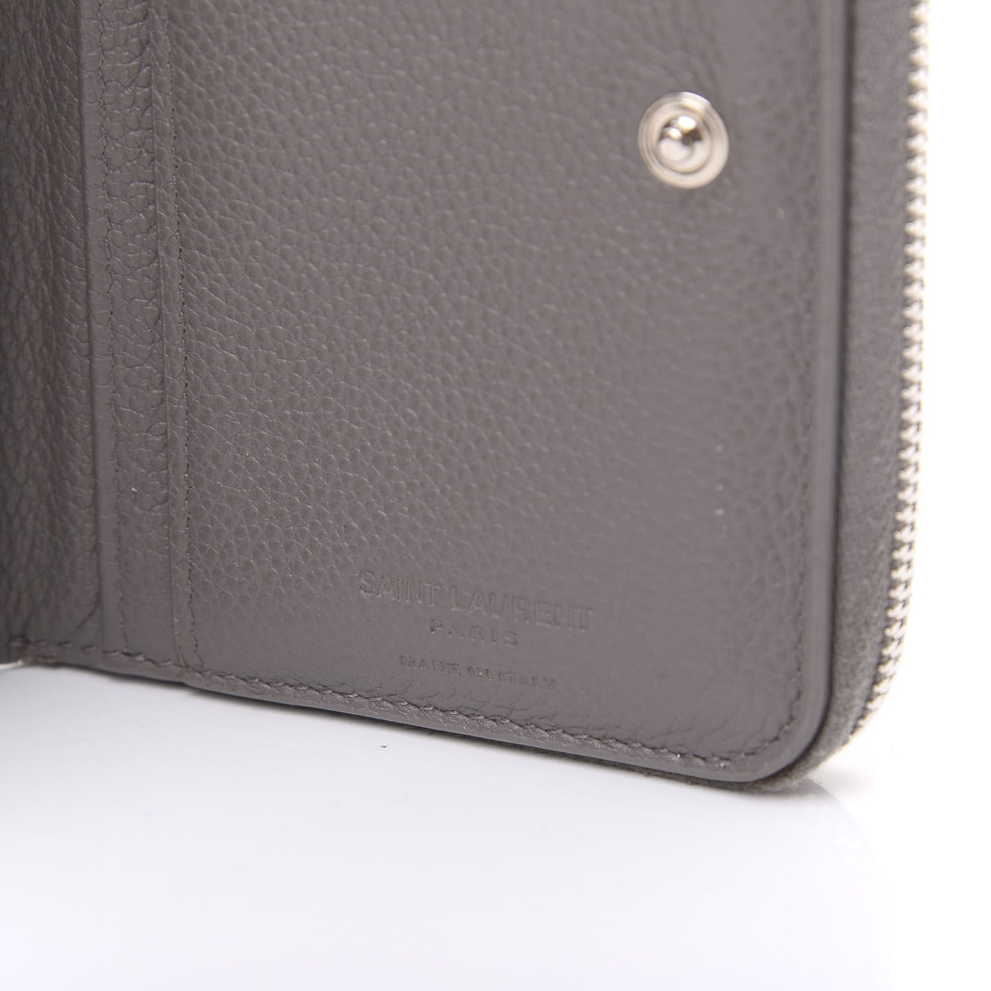 Grained Calfskin Rive Gauche Compact Zip Around Wallet Fog