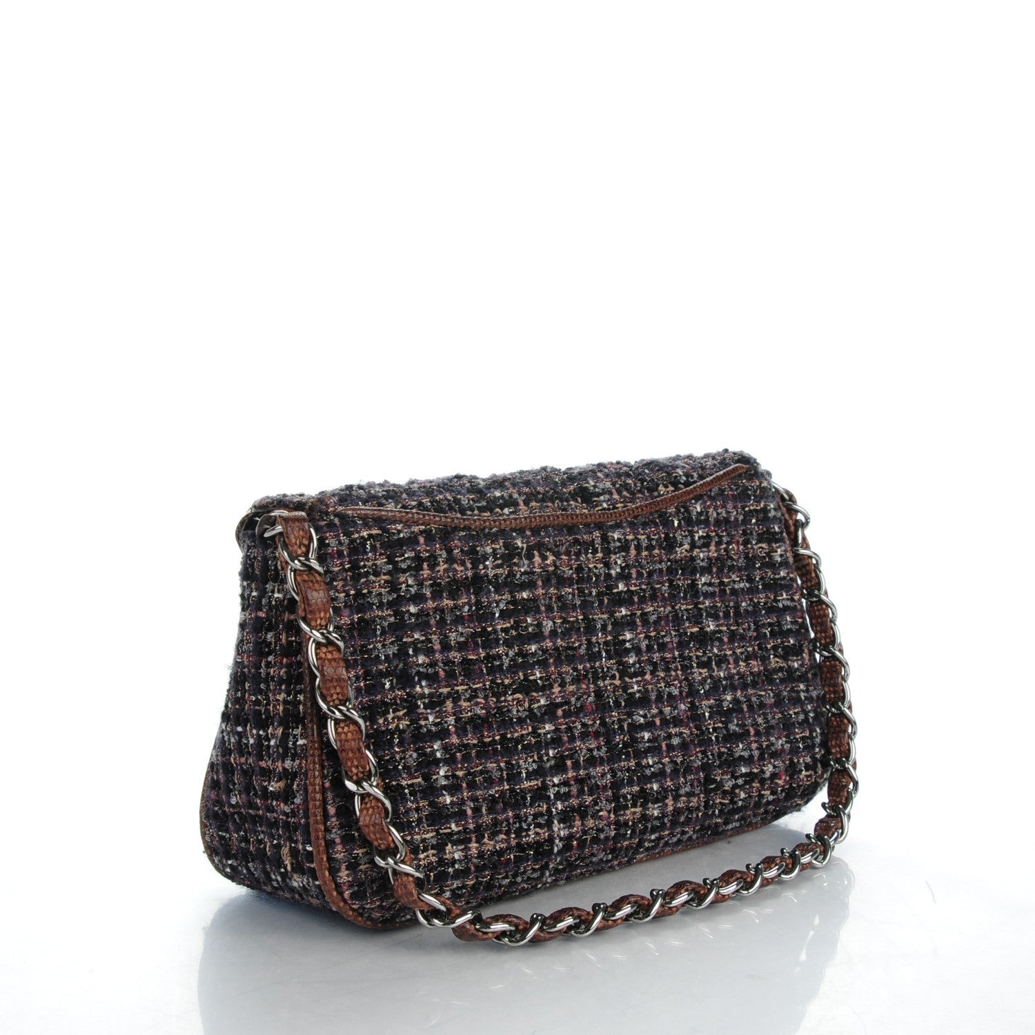 Chanel Tweed Lizard Medium Fantasy Single Flap Brown 3 of 8