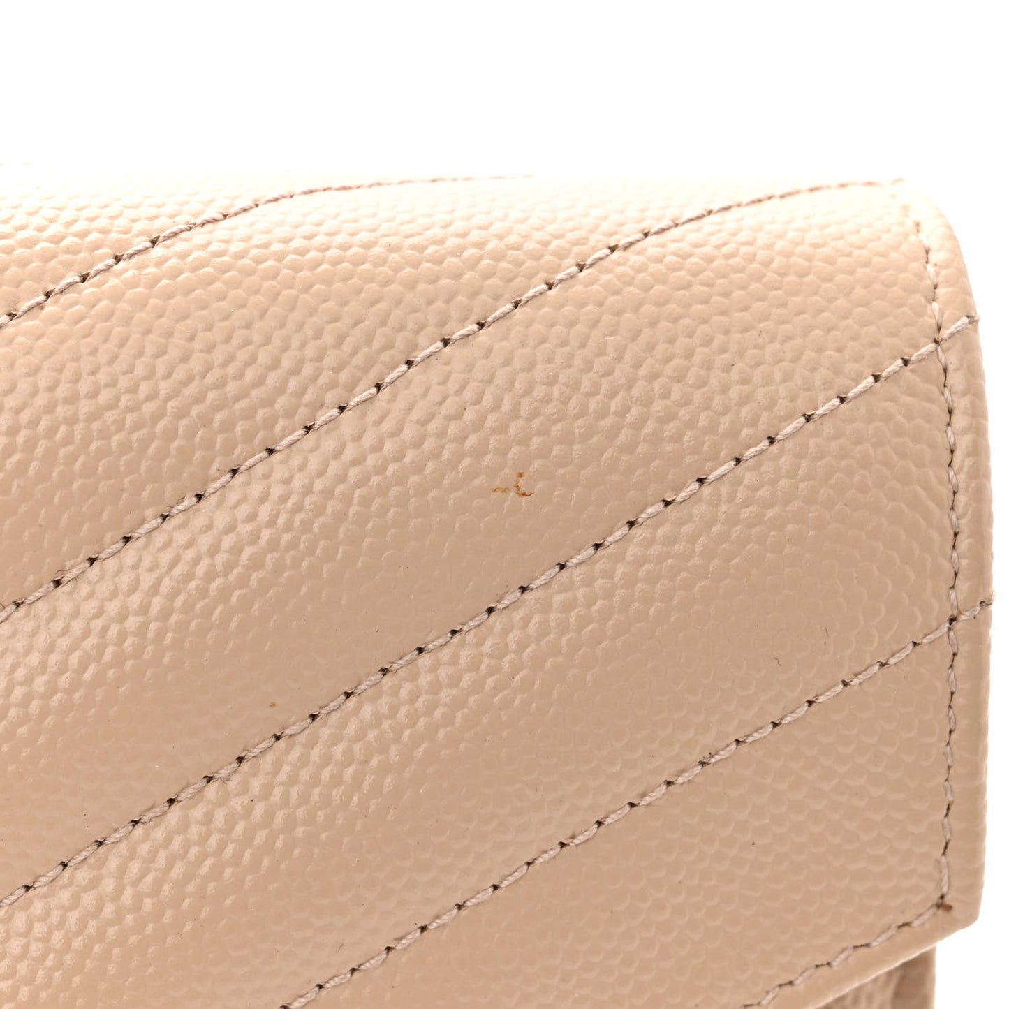 Grain De Poudre Matelasse Chevron Monogram Chain Wallet Dark Beige