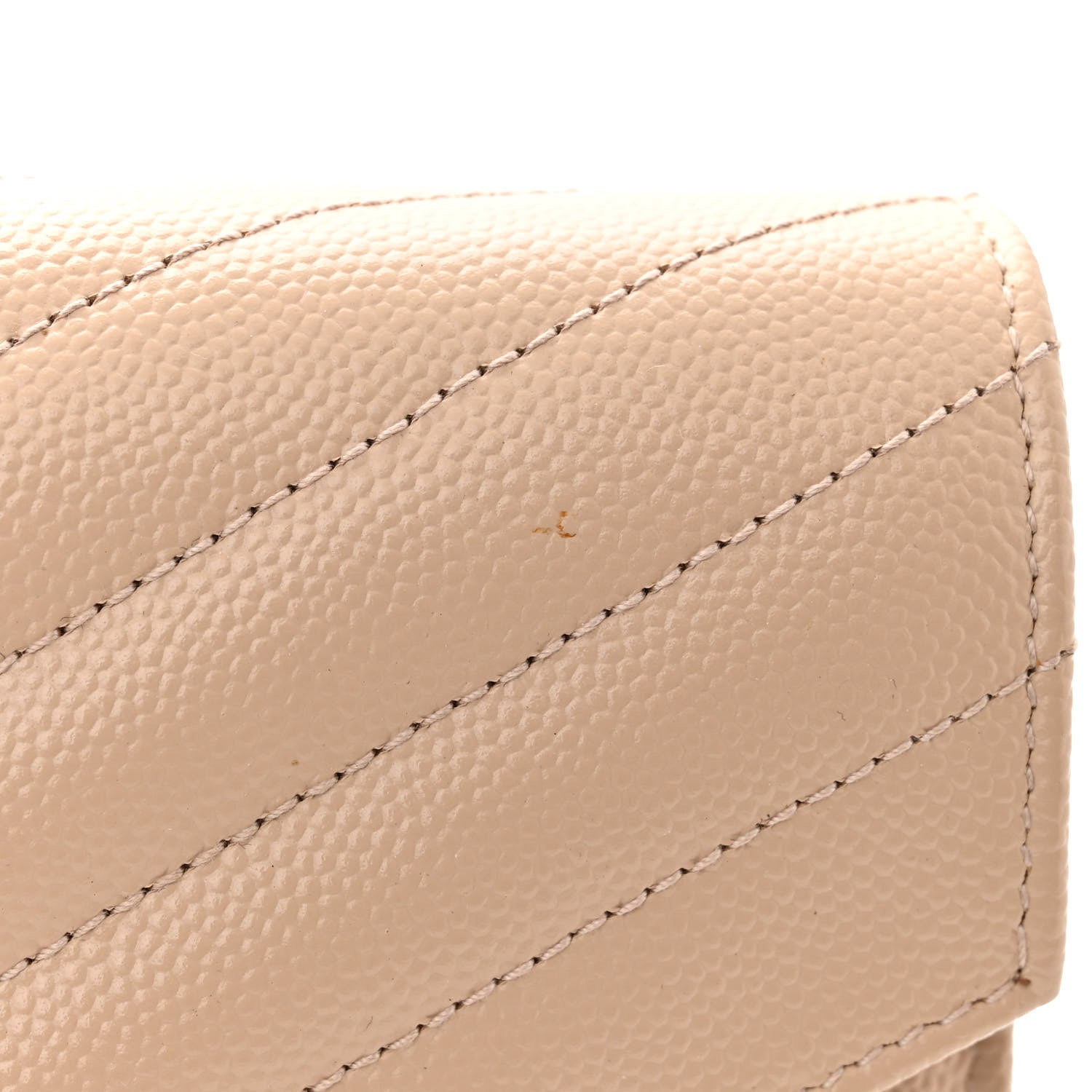 Saint Laurent Grain De Poudre Matelasse Chevron Monogram Chain Wallet Dark Beige 12 of 13