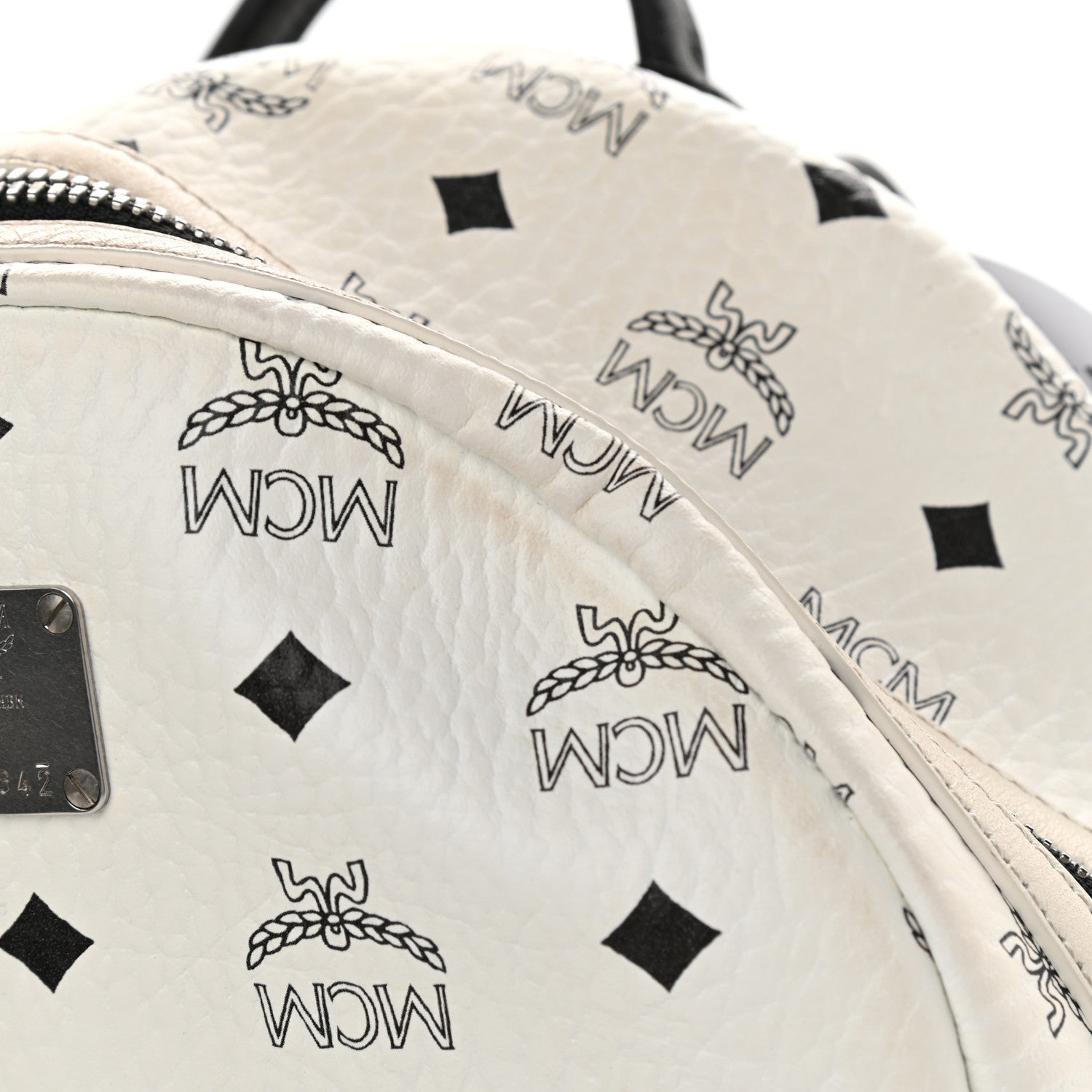 MCM Visetos Small Side Stud Stark Backpack White 12 of 12