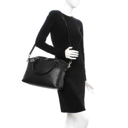 Gucci Dollar Calfskin GG Charm Dome Satchel Black 2 of 8